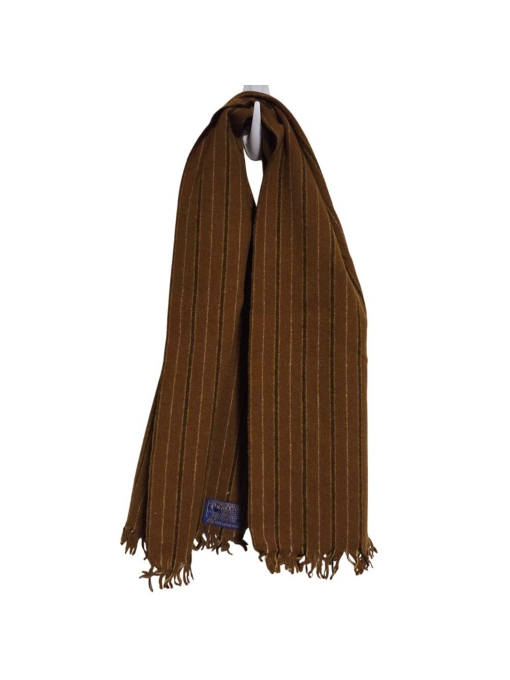 Vintage Pendleton Wool Scarf Brown Striped Fringe Ends 42 X 12.5 Winter Fashion